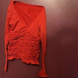 A red long sleeves shirt